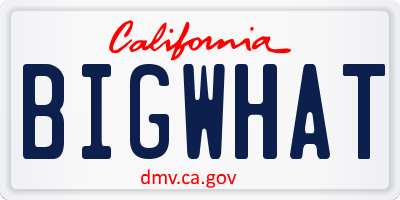 CA license plate BIGWHAT