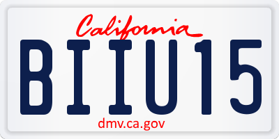 CA license plate BIIU15