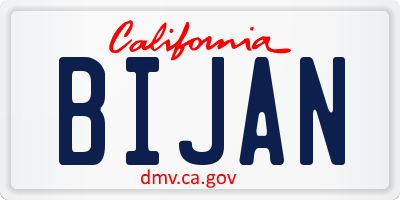 CA license plate BIJAN