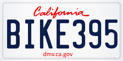 CA license plate BIKE395