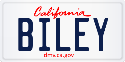 CA license plate BILEY