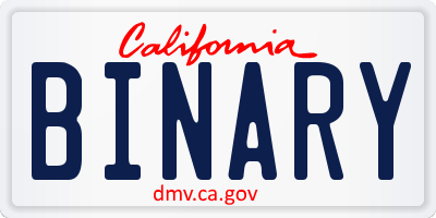 CA license plate BINARY