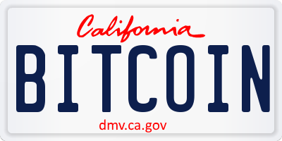 CA license plate BITCOIN