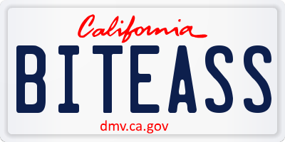 CA license plate BITEASS