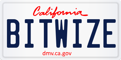 CA license plate BITWIZE