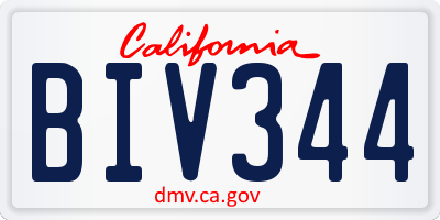 CA license plate BIV344