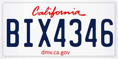 CA license plate BIX4346