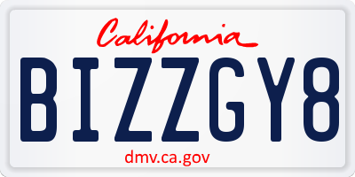 CA license plate BIZZGY8