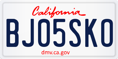 CA license plate BJ05SKO