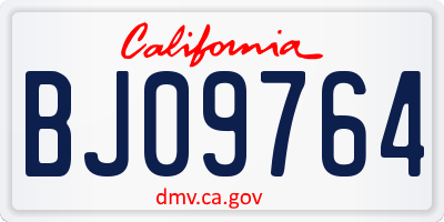 CA license plate BJ09764