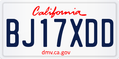 CA license plate BJ17XDD