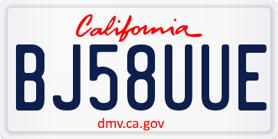 CA license plate BJ58UUE