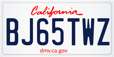 CA license plate BJ65TWZ