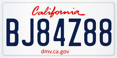 CA license plate BJ84Z88