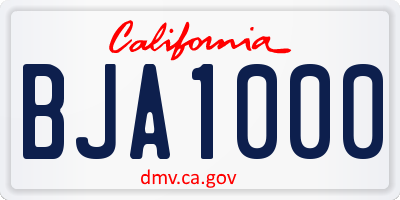 CA license plate BJA1000