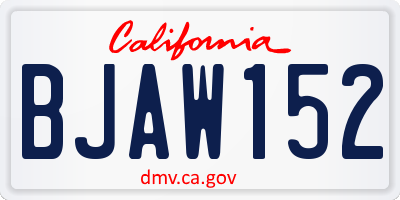 CA license plate BJAW152