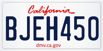 CA license plate BJEH450