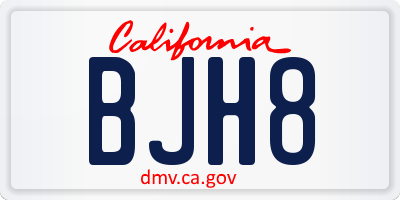 CA license plate BJH8