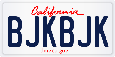 CA license plate BJKBJK