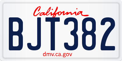 CA license plate BJT382