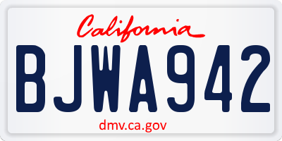 CA license plate BJWA942