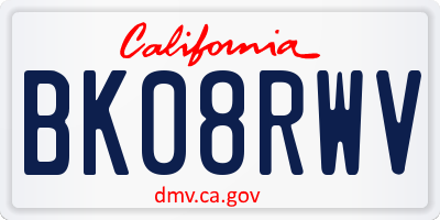 CA license plate BK08RWV