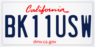 CA license plate BK11USW