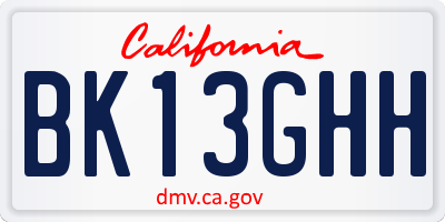 CA license plate BK13GHH