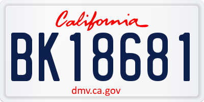 CA license plate BK18681