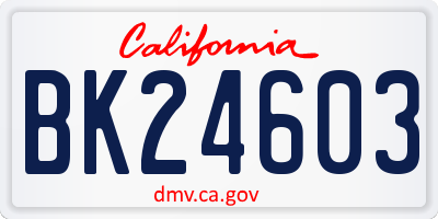 CA license plate BK24603