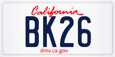 CA license plate BK26