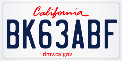 CA license plate BK63ABF