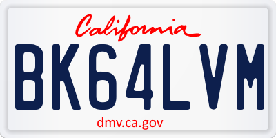 CA license plate BK64LVM