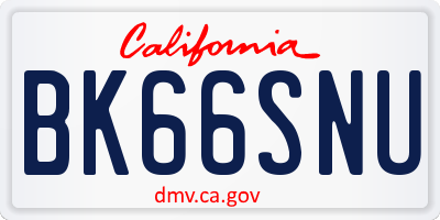 CA license plate BK66SNU