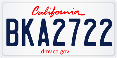 CA license plate BKA2722