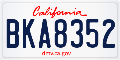 CA license plate BKA8352