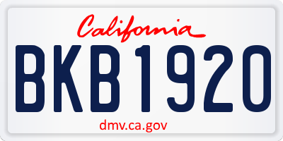 CA license plate BKB1920