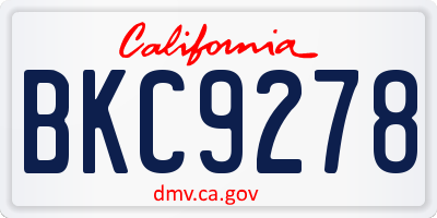 CA license plate BKC9278