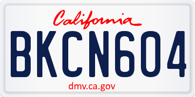 CA license plate BKCN604