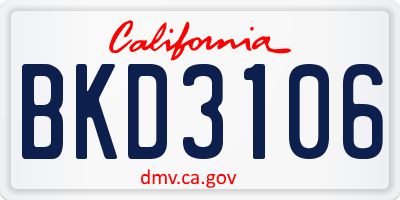 CA license plate BKD3106