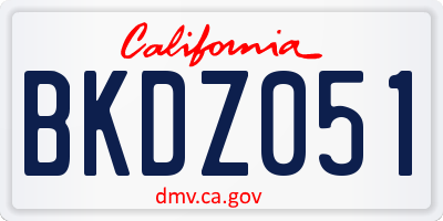 CA license plate BKDZ051