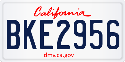 CA license plate BKE2956