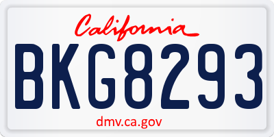 CA license plate BKG8293