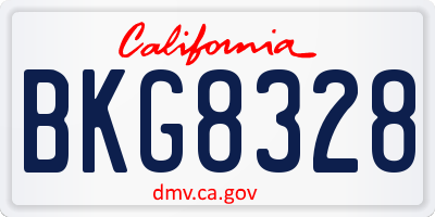 CA license plate BKG8328