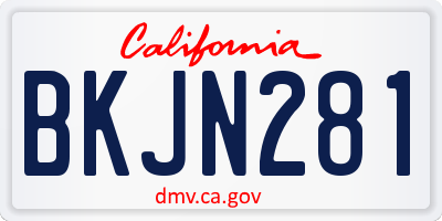 CA license plate BKJN281