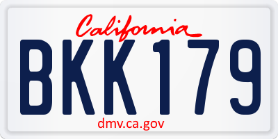 CA license plate BKK179