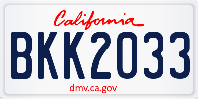 CA license plate BKK2033