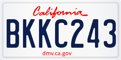 CA license plate BKKC243