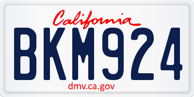 CA license plate BKM924