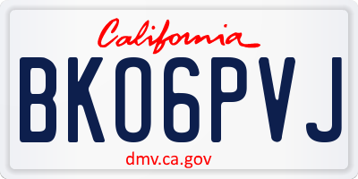 CA license plate BKO6PVJ